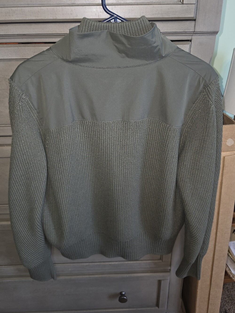 Athleta Womens Olive Green Snap-Quarter Zip Knit Pullover - Picture 2 of 3